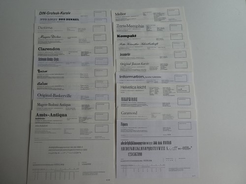 Schriftmusterblätter der